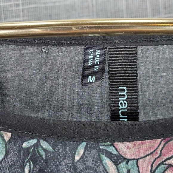 Maurices Sheer Black Lace Floral Print Top Medium - Picture 3 of 4